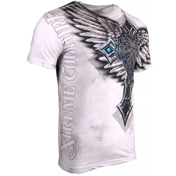 Xtreme Couture by Affliction Men's T-Shirt LAST BLOW White Biker Wings MMA - Picture 5 of 8